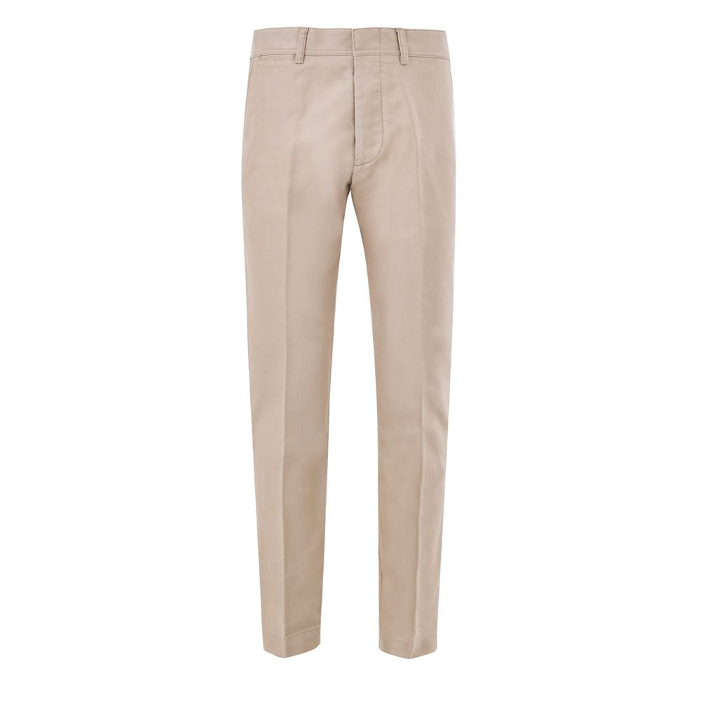 Beige Cotton Chino Pants - ventzia