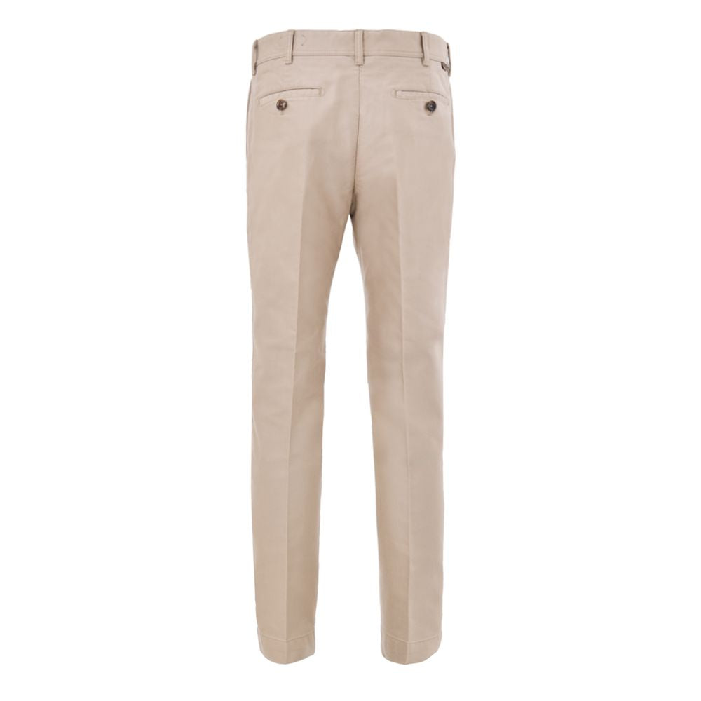 Beige Cotton Chino Pants - ventzia