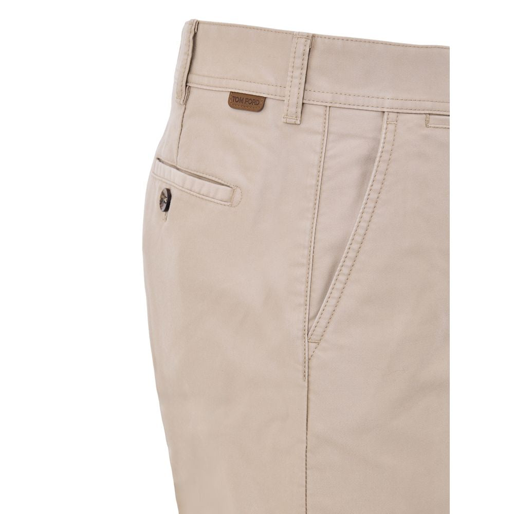 Beige Cotton Chino Pants - ventzia