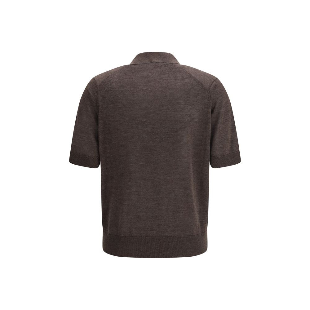 Brown Cashmere Polo Shirt - ventzia