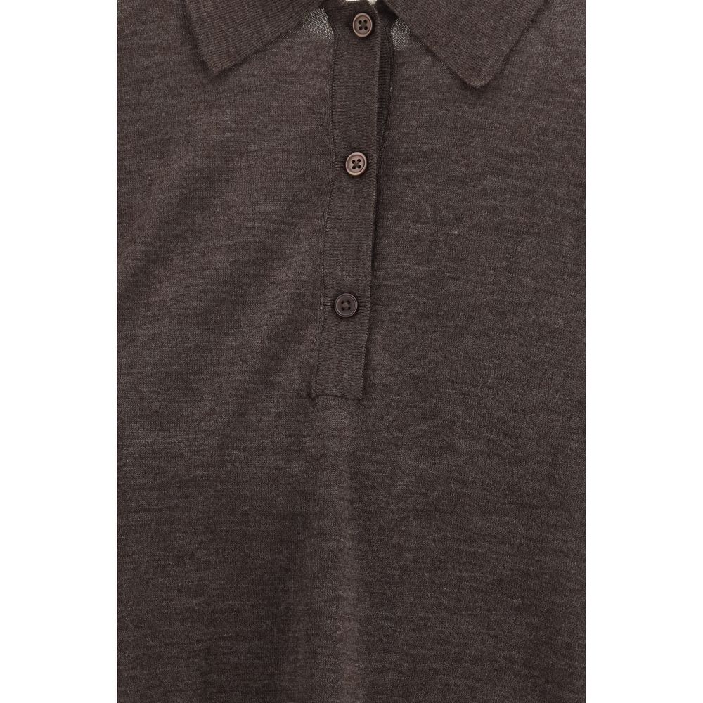 Brown Cashmere Polo Shirt - ventzia