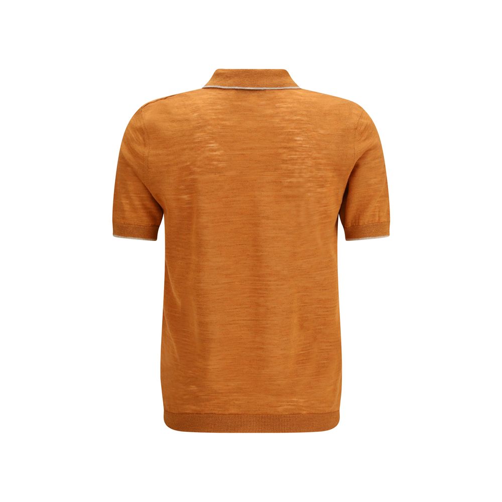 Orange Linen Polo Shirt - ventzia