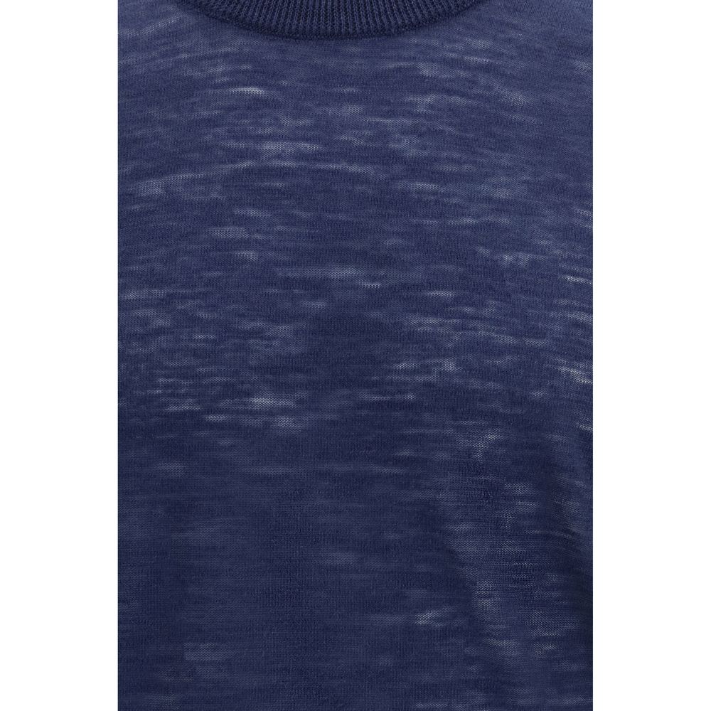 Blue Linen Shortsleeve Shirt - ventzia