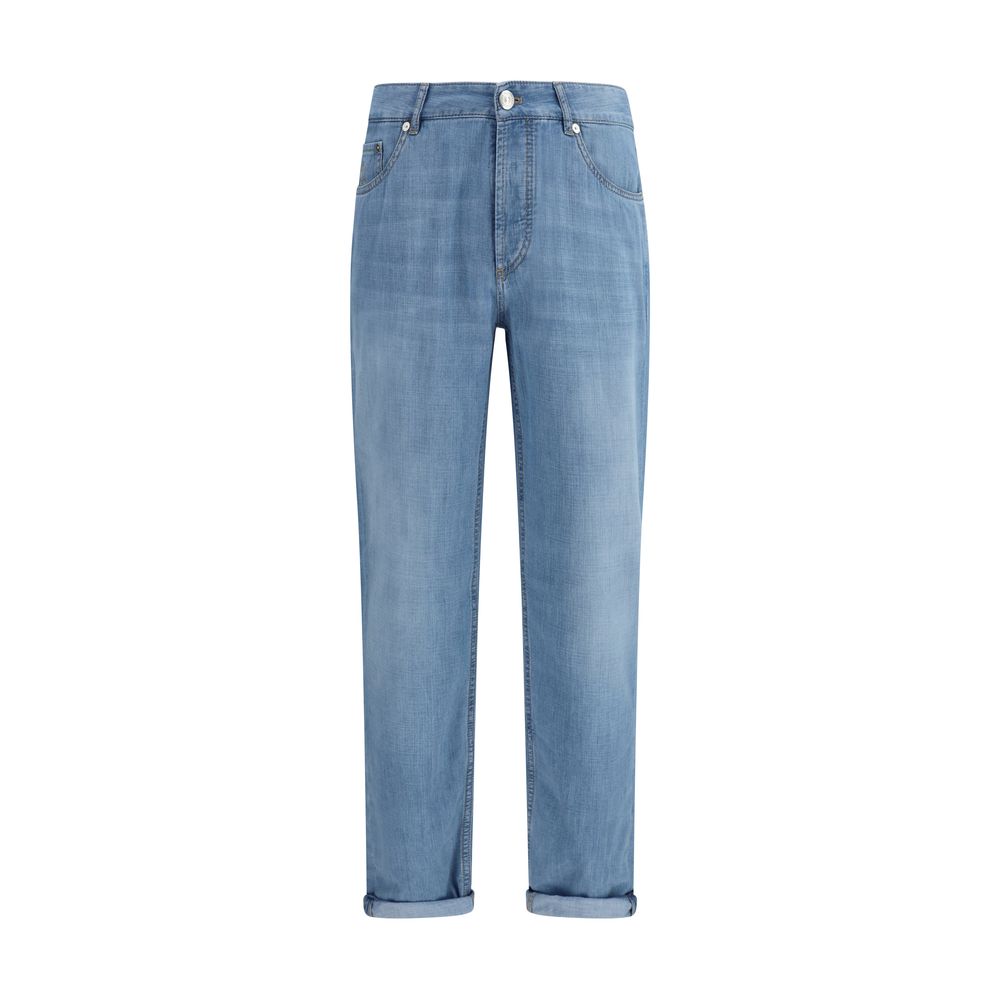 Blue Cotton Relaxed Fit Jeans - ventzia