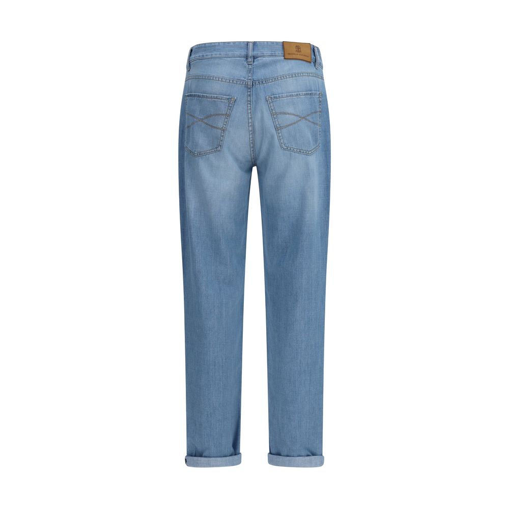 Blue Cotton Relaxed Fit Jeans - ventzia