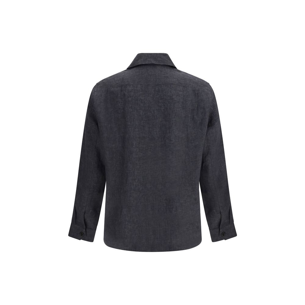 Gray Linen Pattern Shirt - ventzia