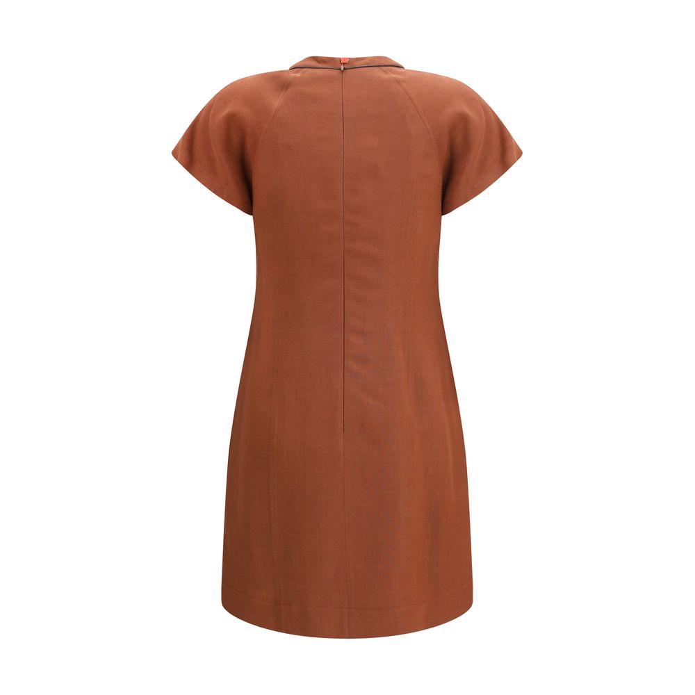 Brown Viscose Casual Dress - ventzia