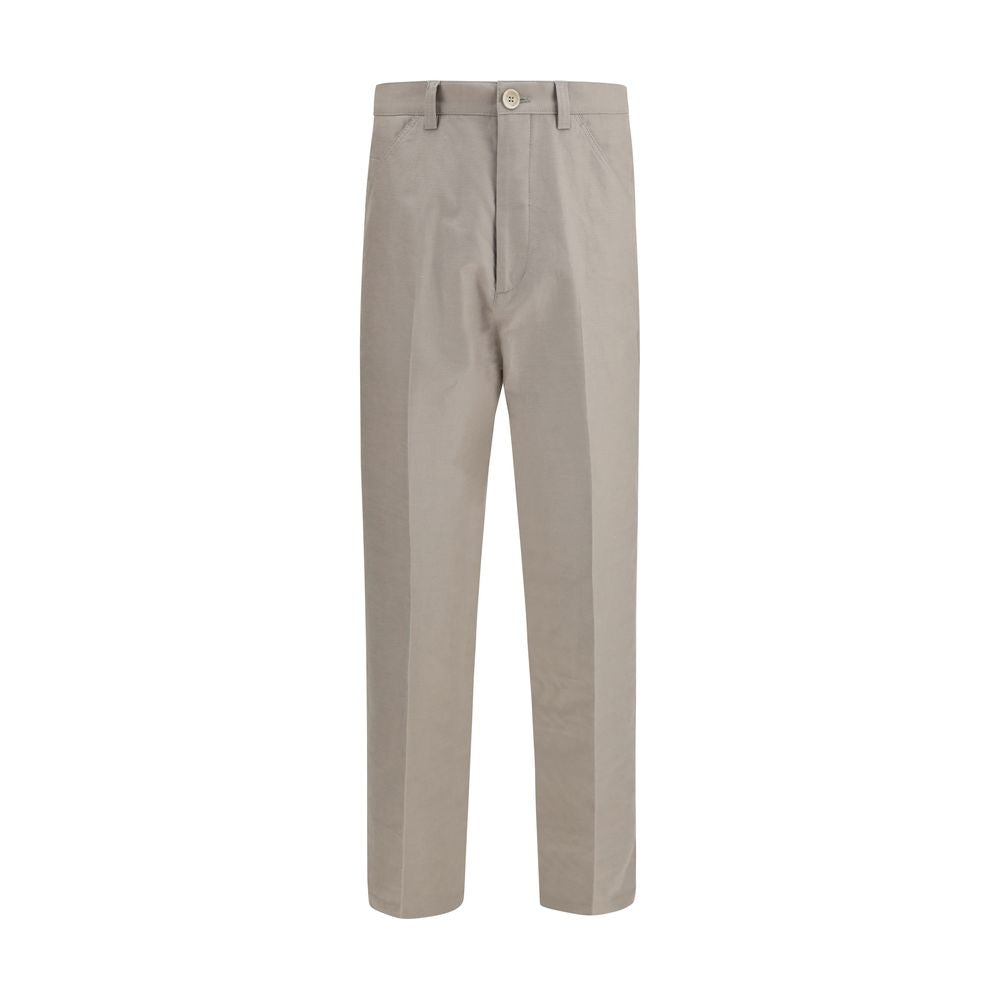 Beige Cotton Casual Pants - ventzia