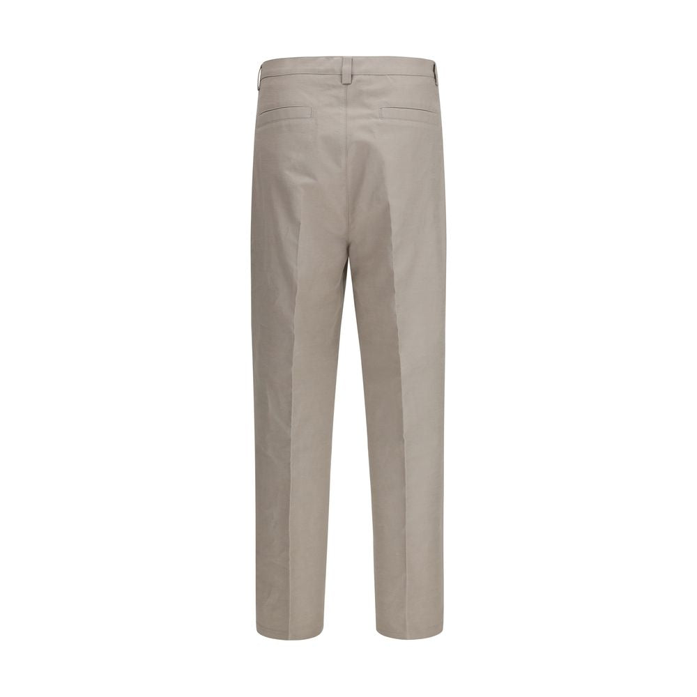 Beige Cotton Casual Pants - ventzia