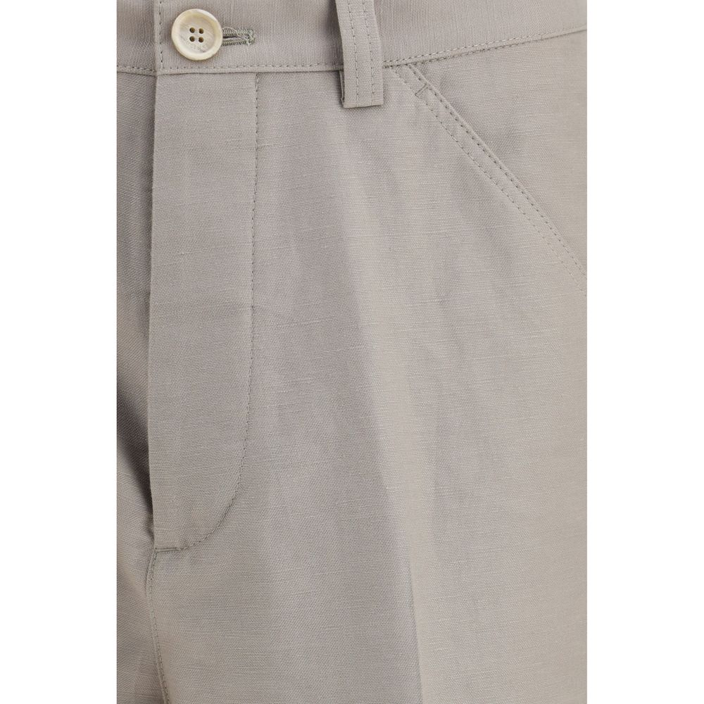 Beige Cotton Casual Pants - ventzia
