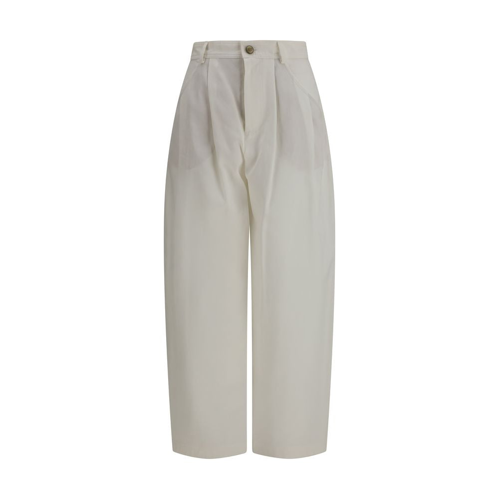 Beige Silk Casual Pants - ventzia
