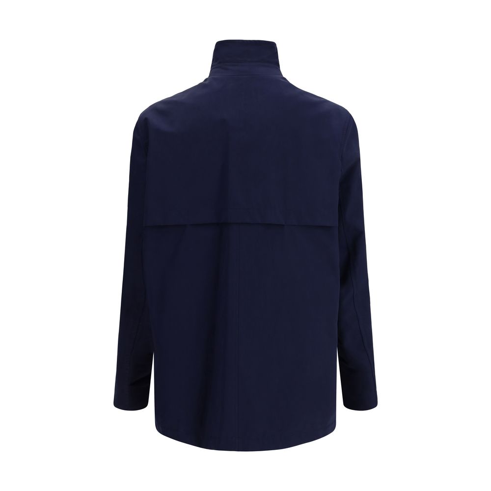 Blue Cotton Full-Length Jacket - ventzia