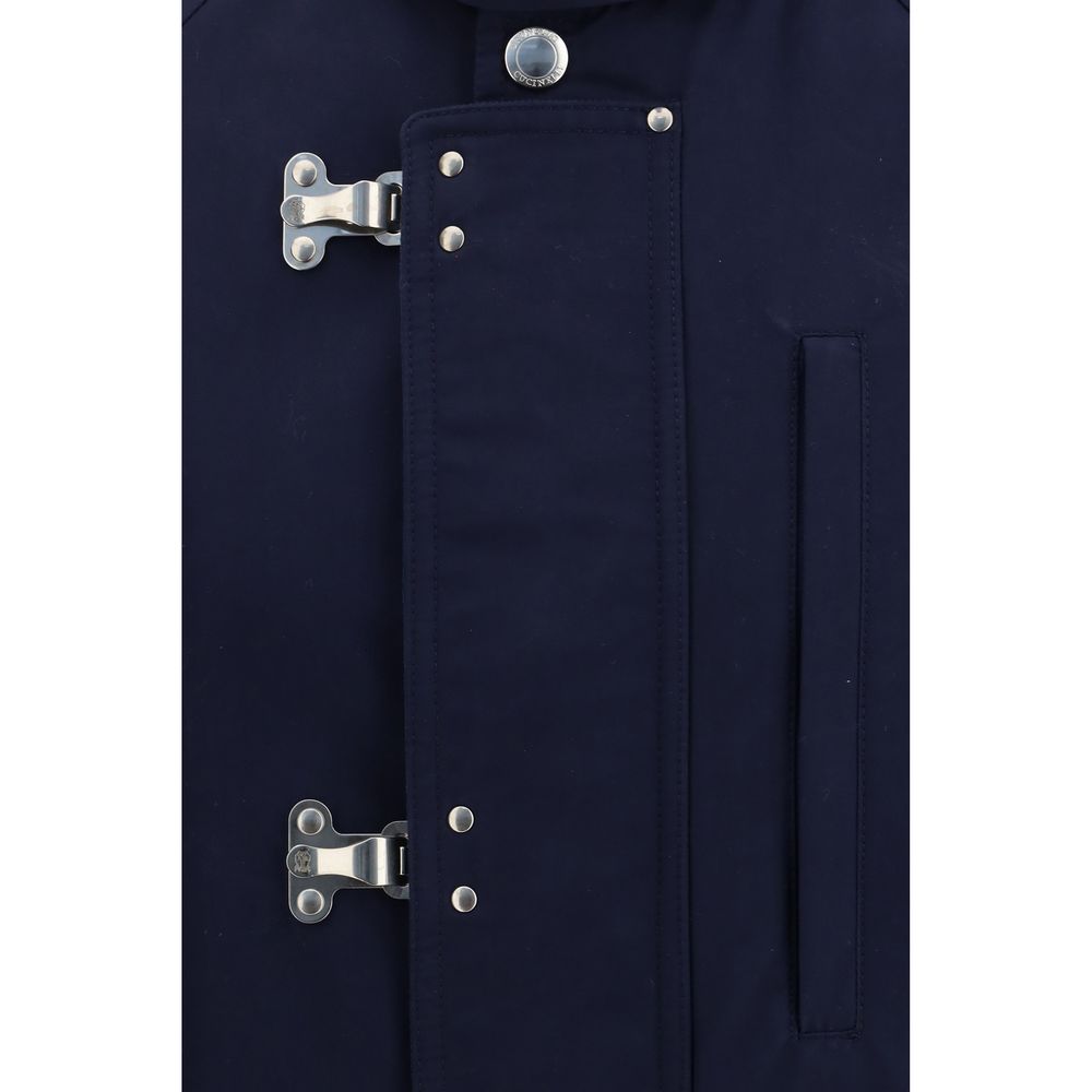 Blue Cotton Full-Length Jacket - ventzia