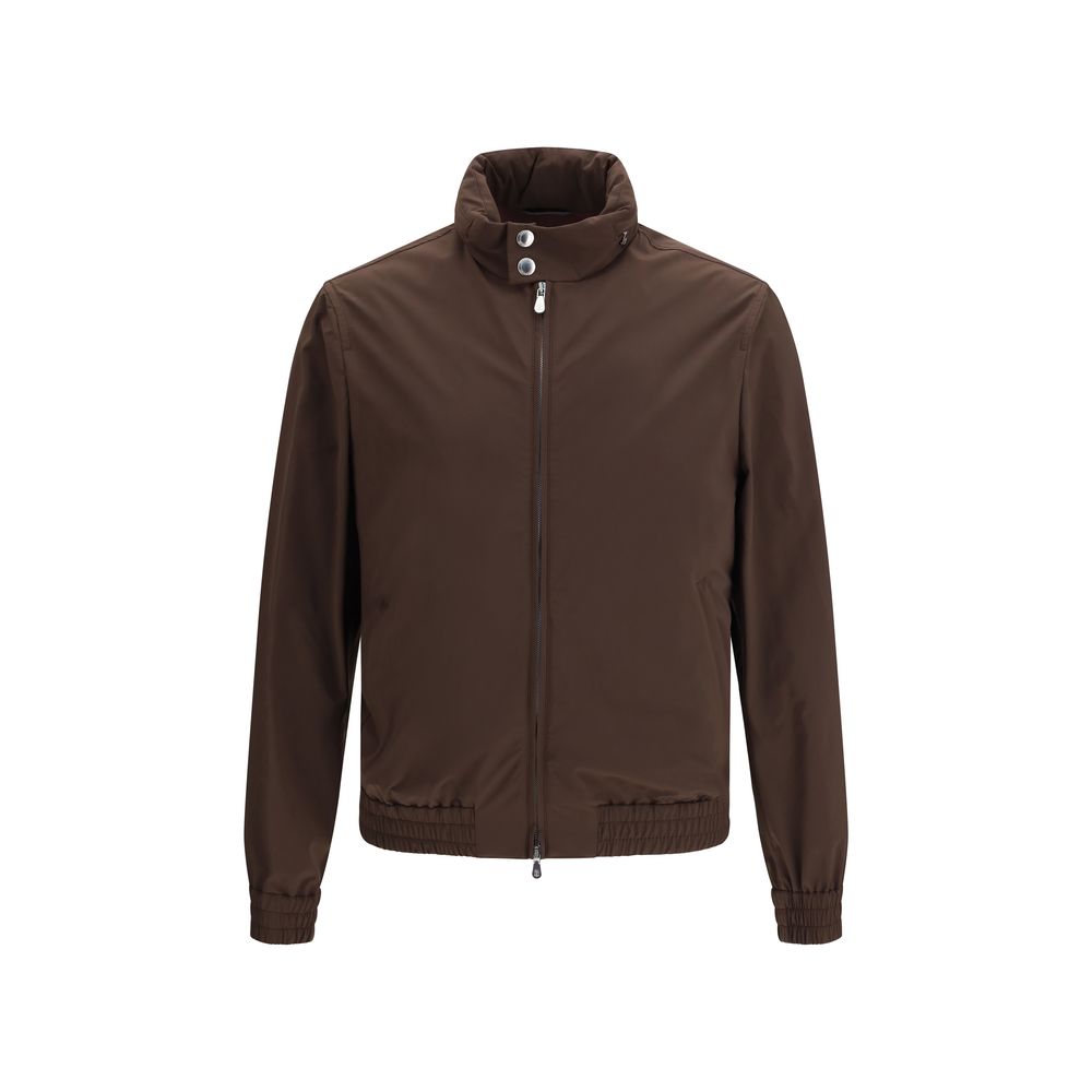 Brown Polyamide Full-Length Jacket - ventzia