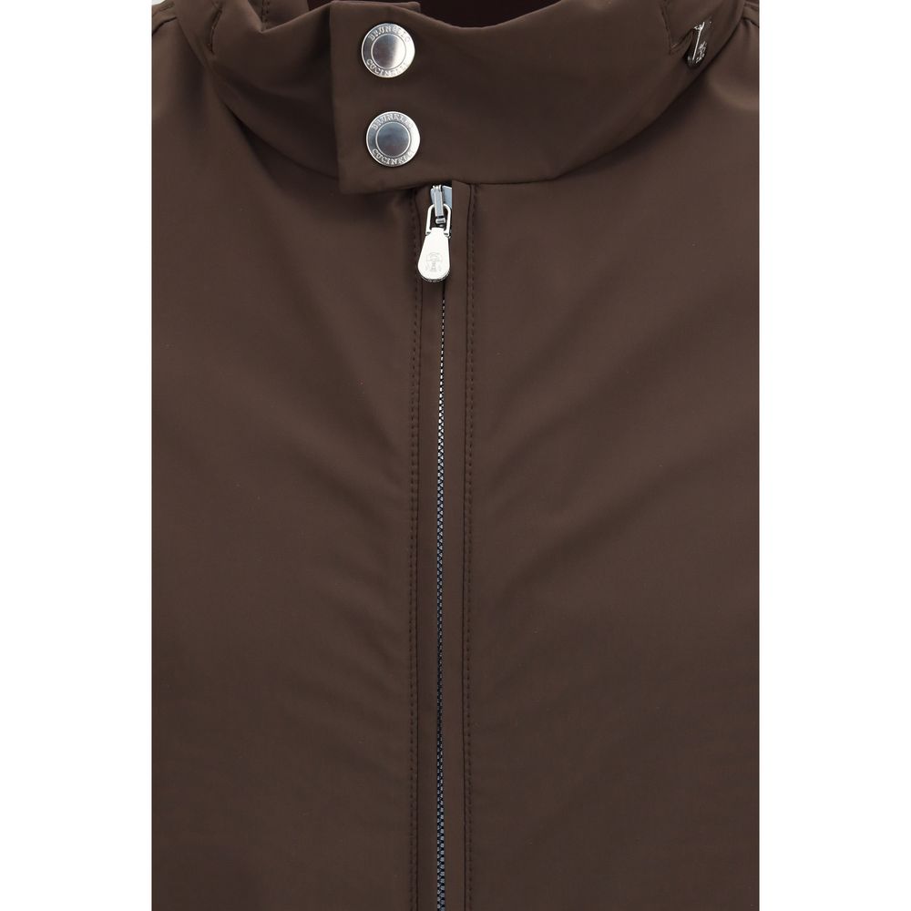 Brown Polyamide Full-Length Jacket - ventzia