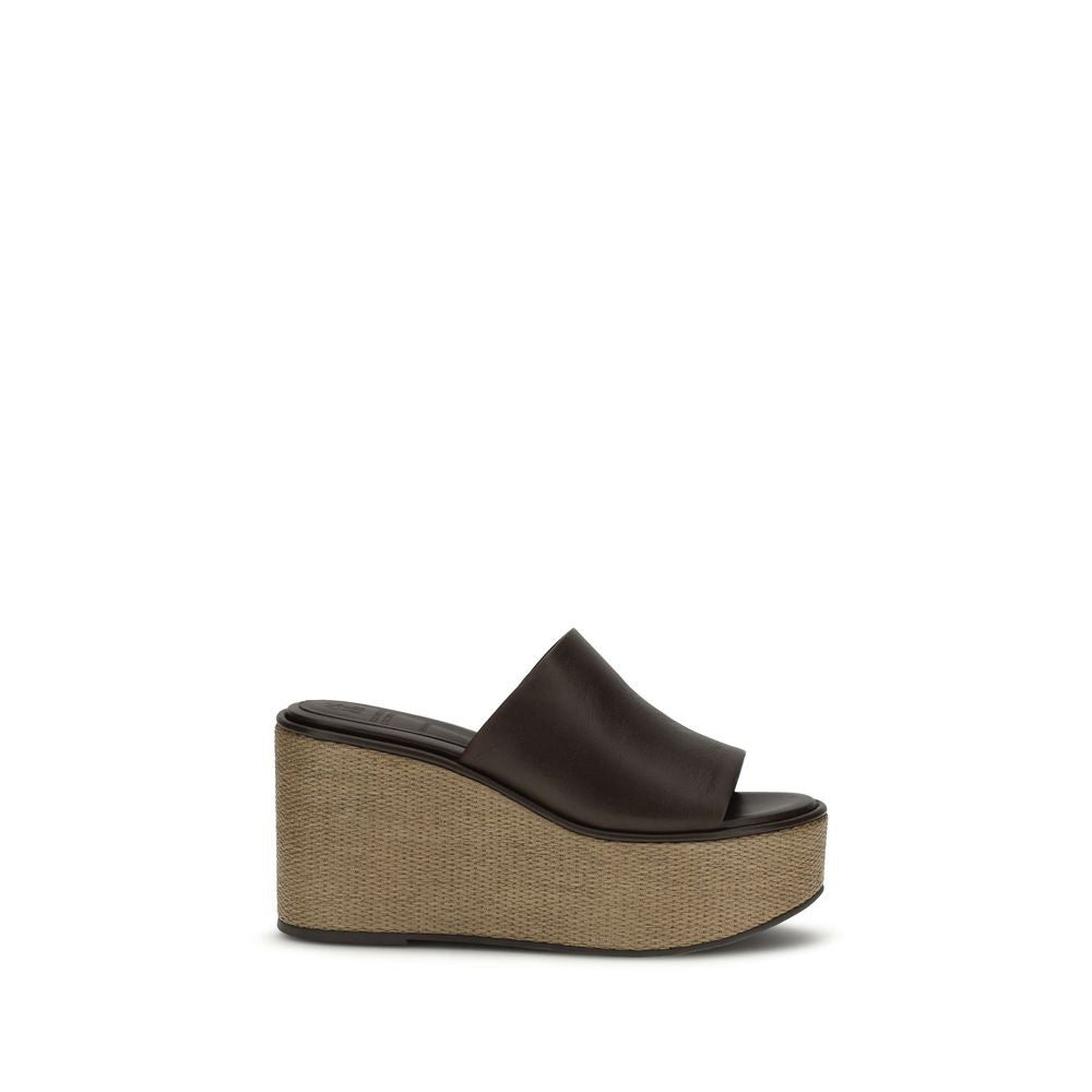 Brown Calf Leather Bos Taurus Platform Sandals - ventzia