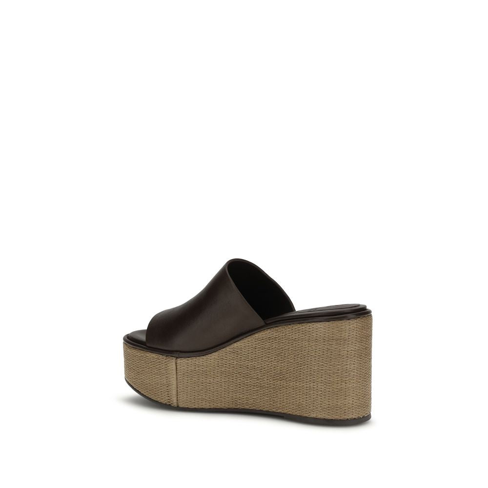 Brown Calf Leather Bos Taurus Platform Sandals - ventzia