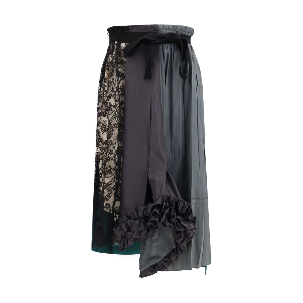 Multicolor Silk Midi Skirt - ventzia