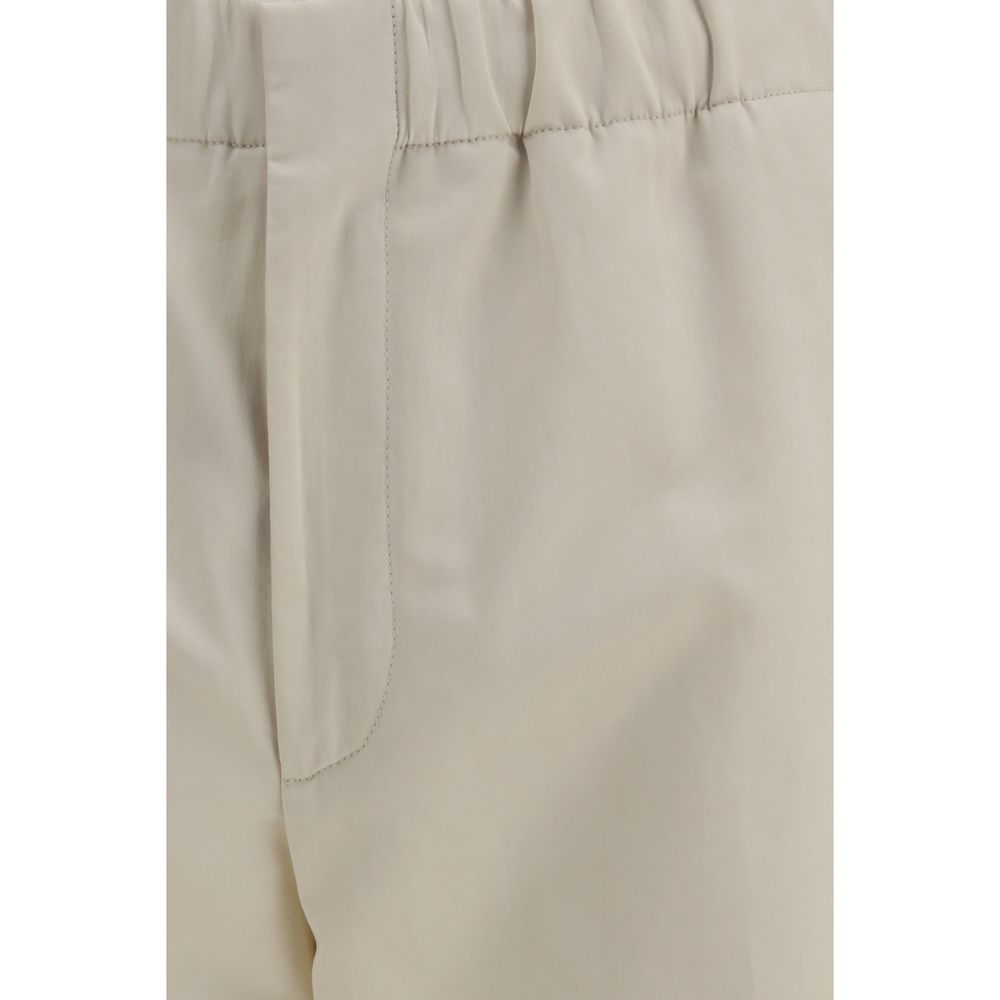 Beige Cotton Casual Pants - ventzia