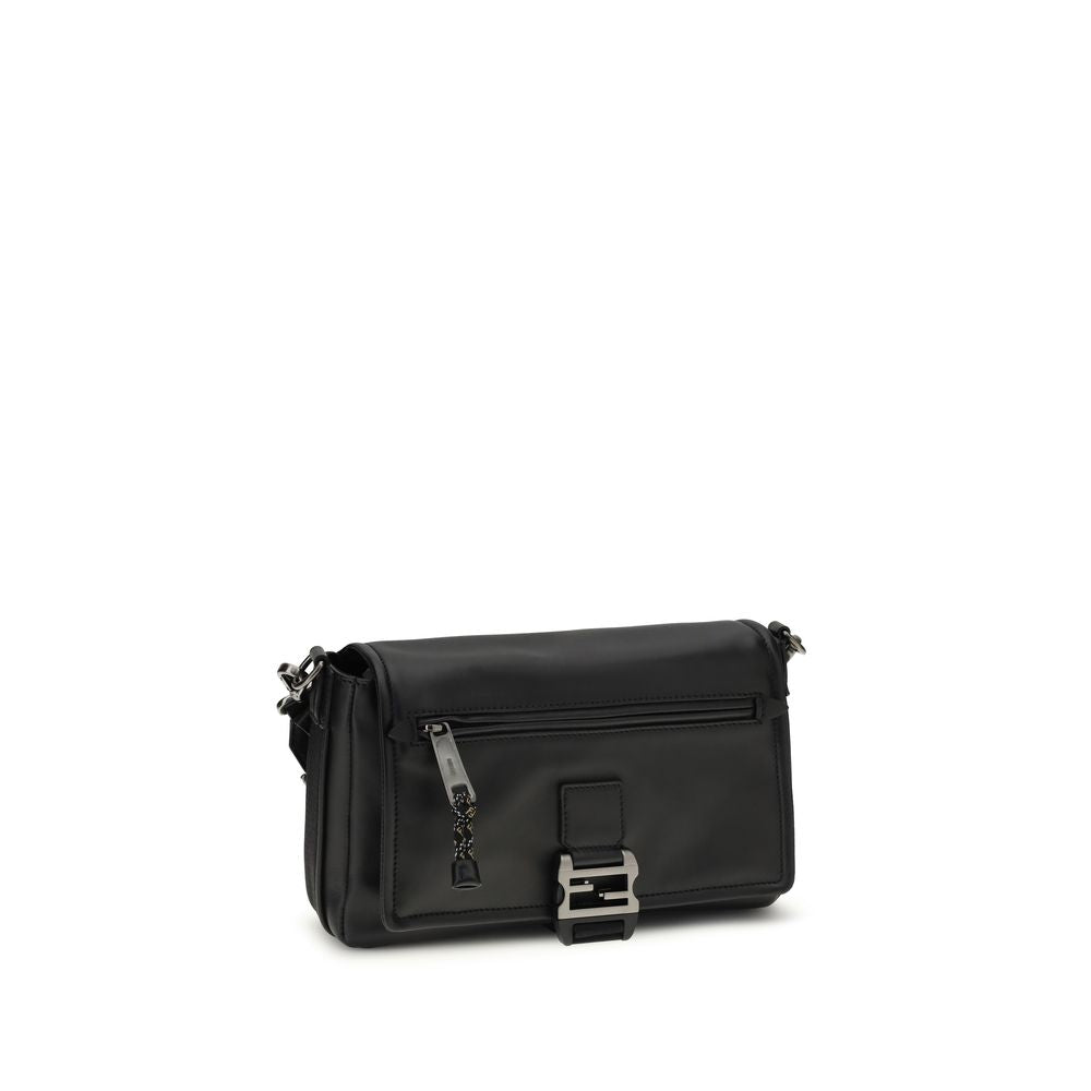 Black Calf Leather Bos Taurus Shoulder Bag - ventzia