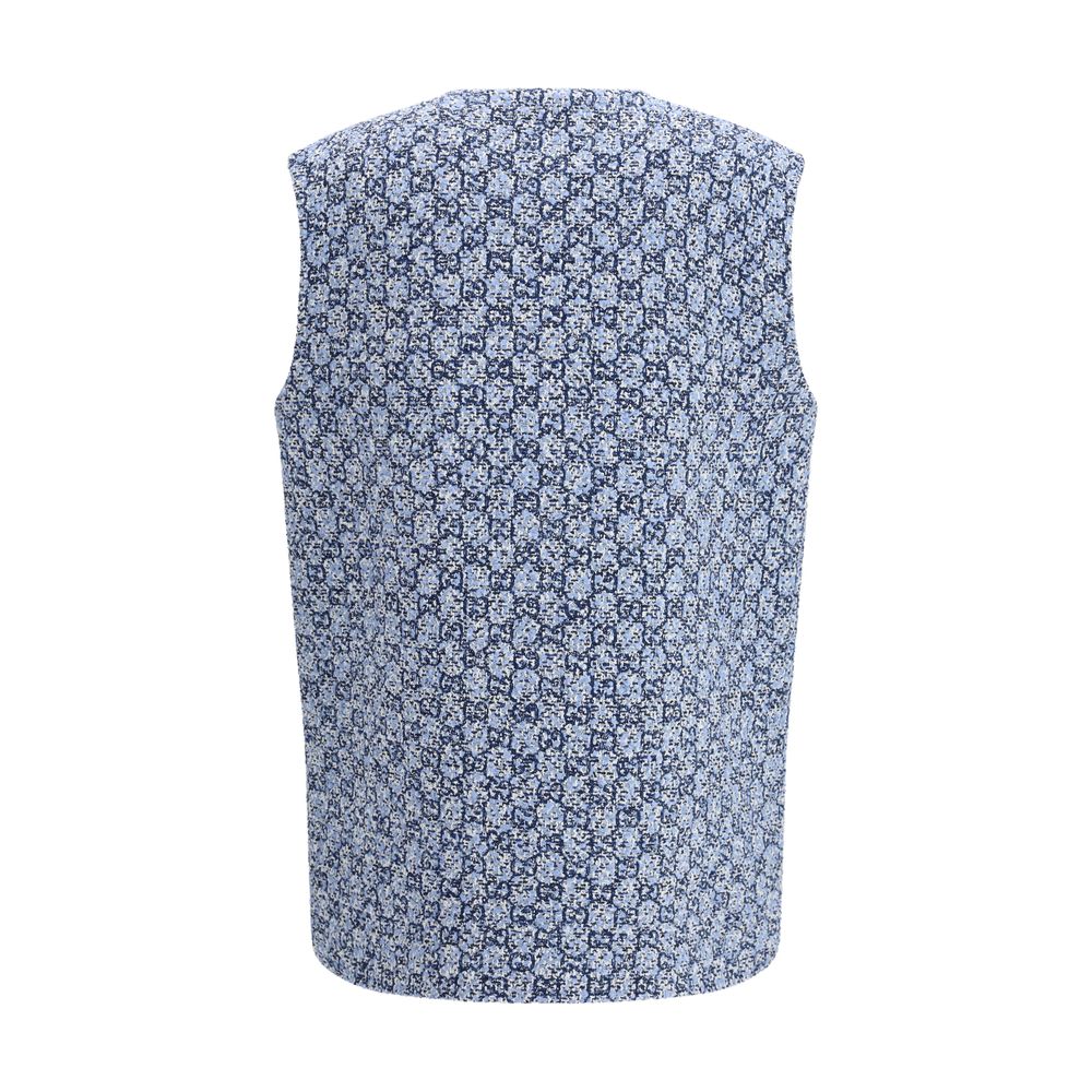 Blue Cotton Sleveless Jacket - ventzia