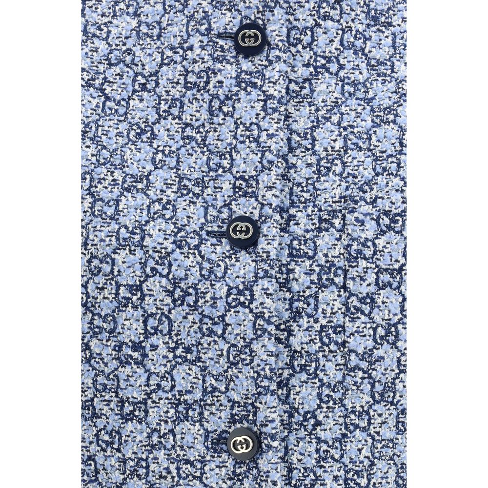 Blue Cotton Sleveless Jacket - ventzia