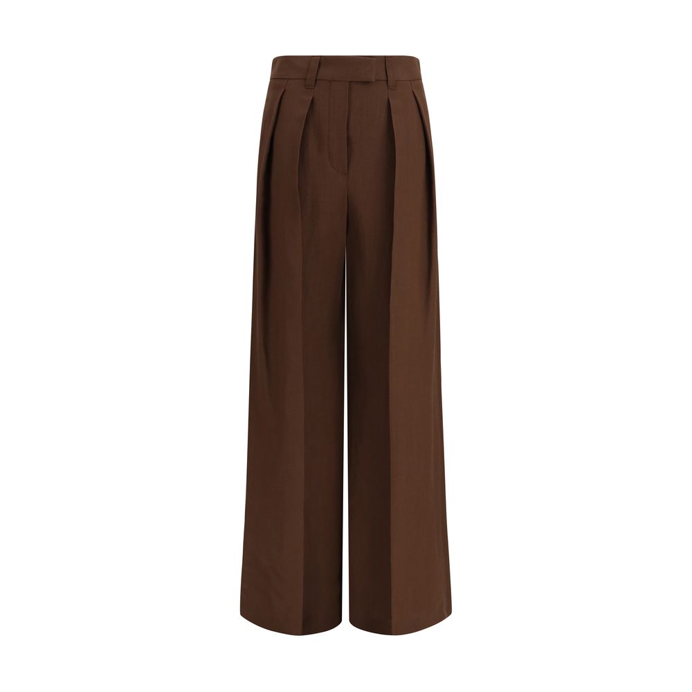 Brown Viscose Casual Pants - ventzia