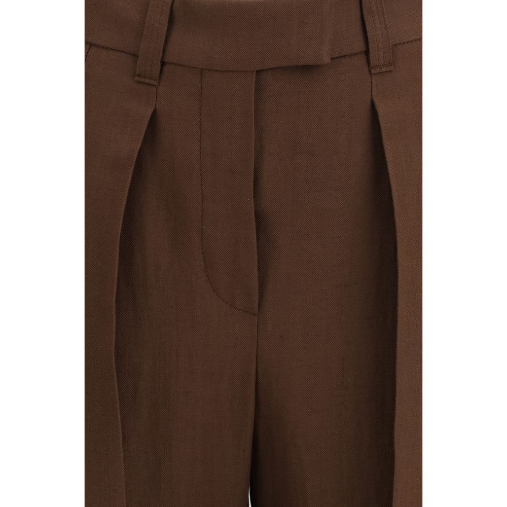 Brown Viscose Casual Pants - ventzia