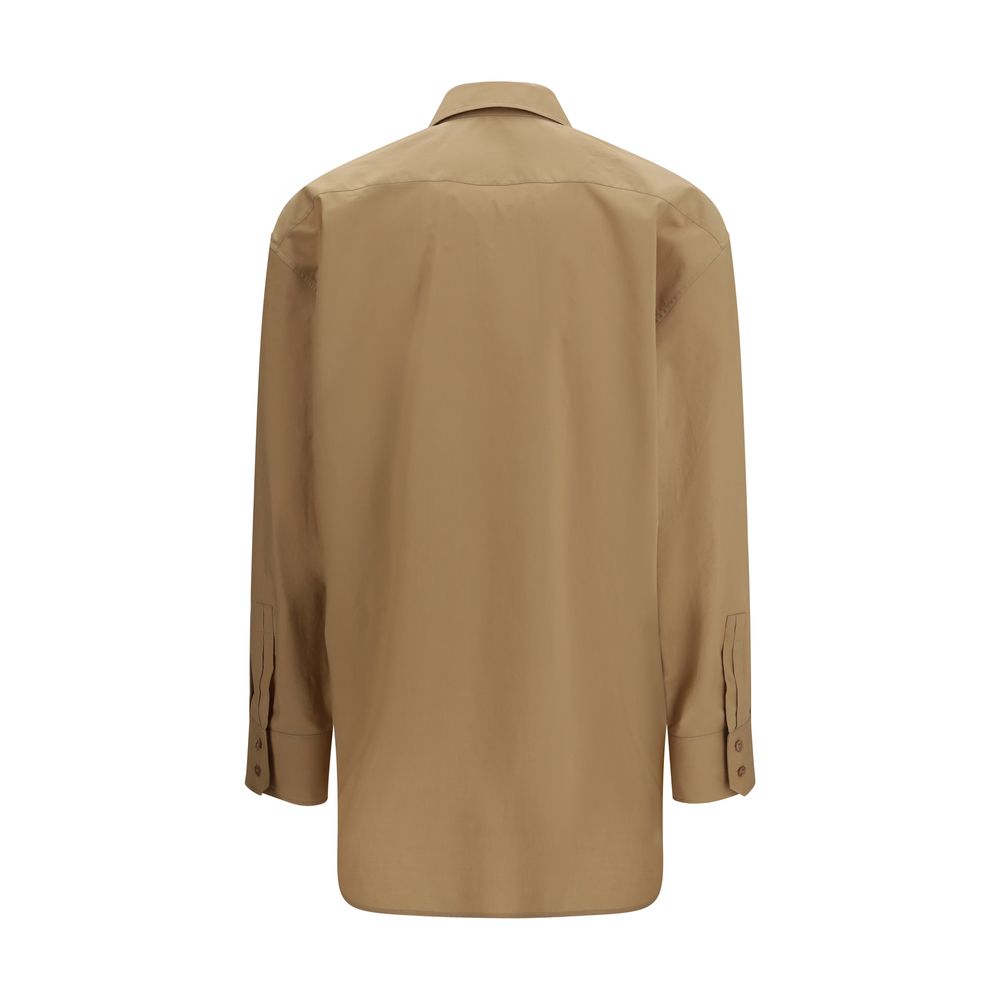 Beige Cotton Dress Shirt - ventzia