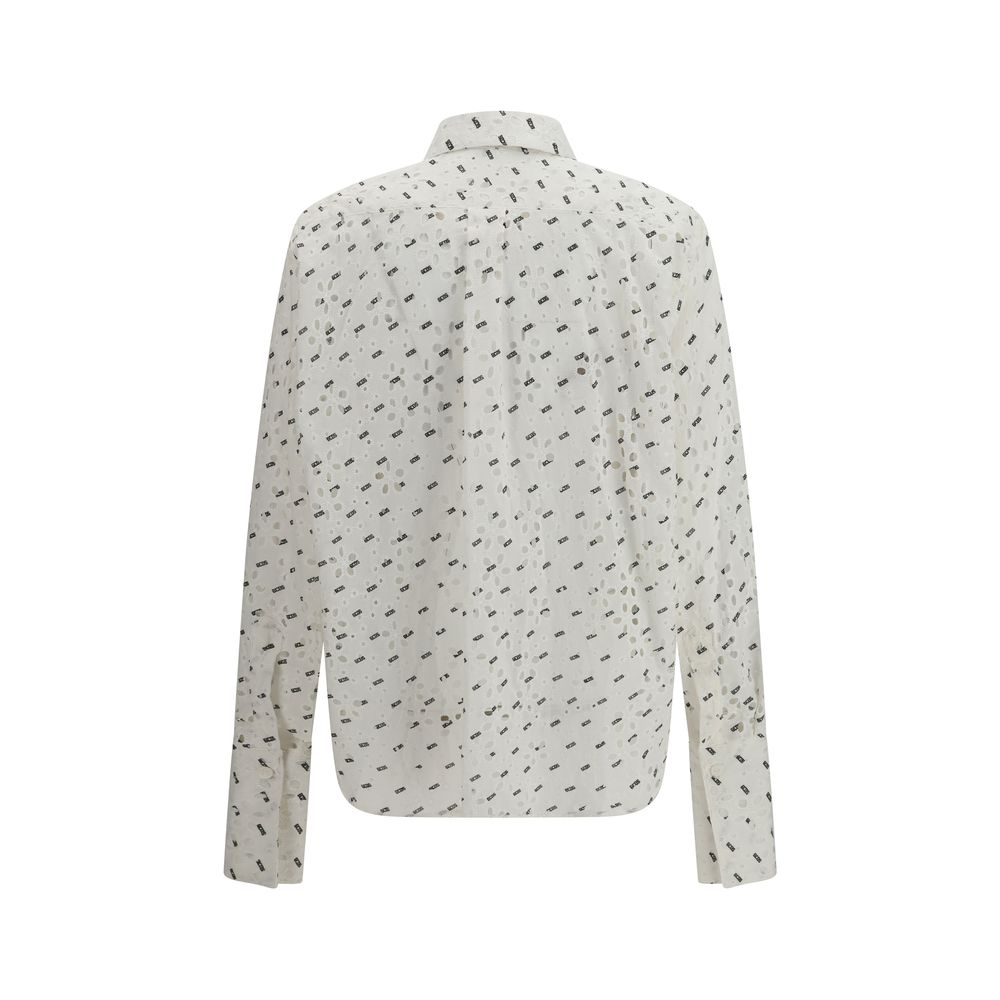 White Cotton Pattern Shirt - ventzia