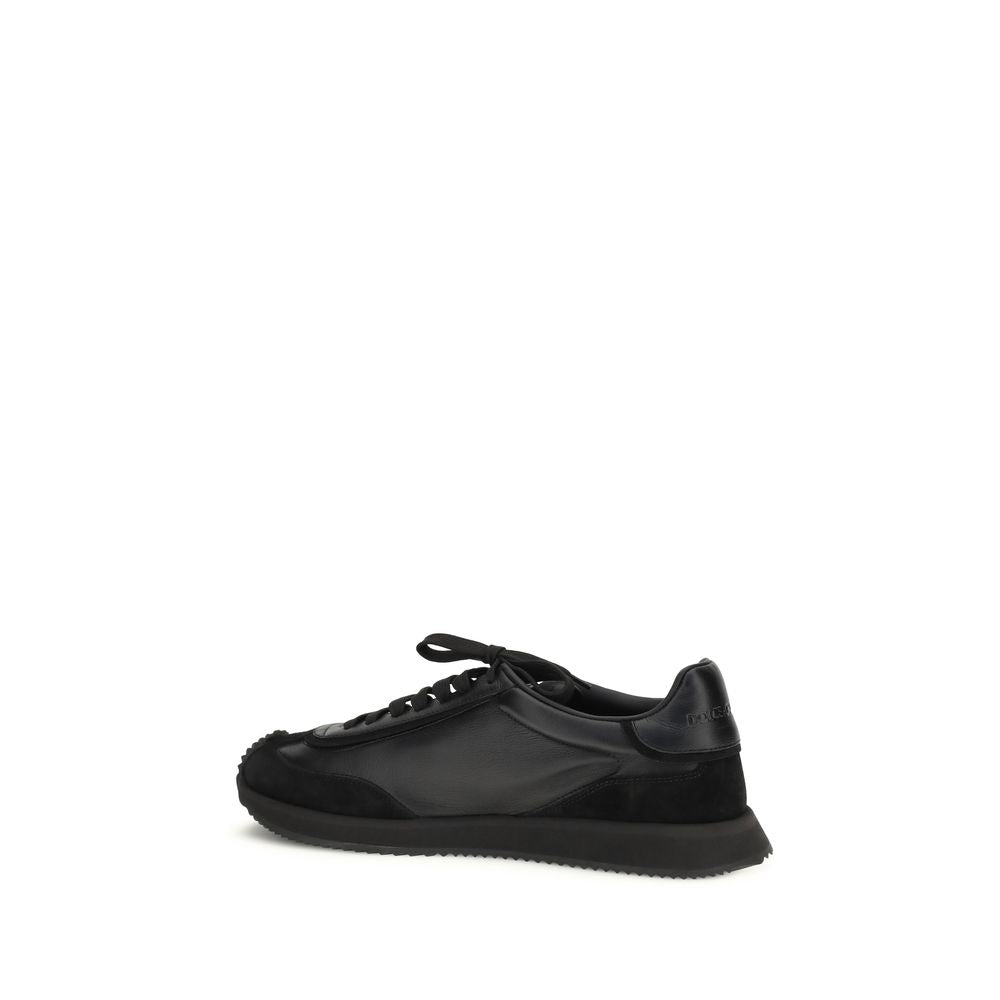 Black Calf Leather Bos Taurus Athletic Sneakers - ventzia