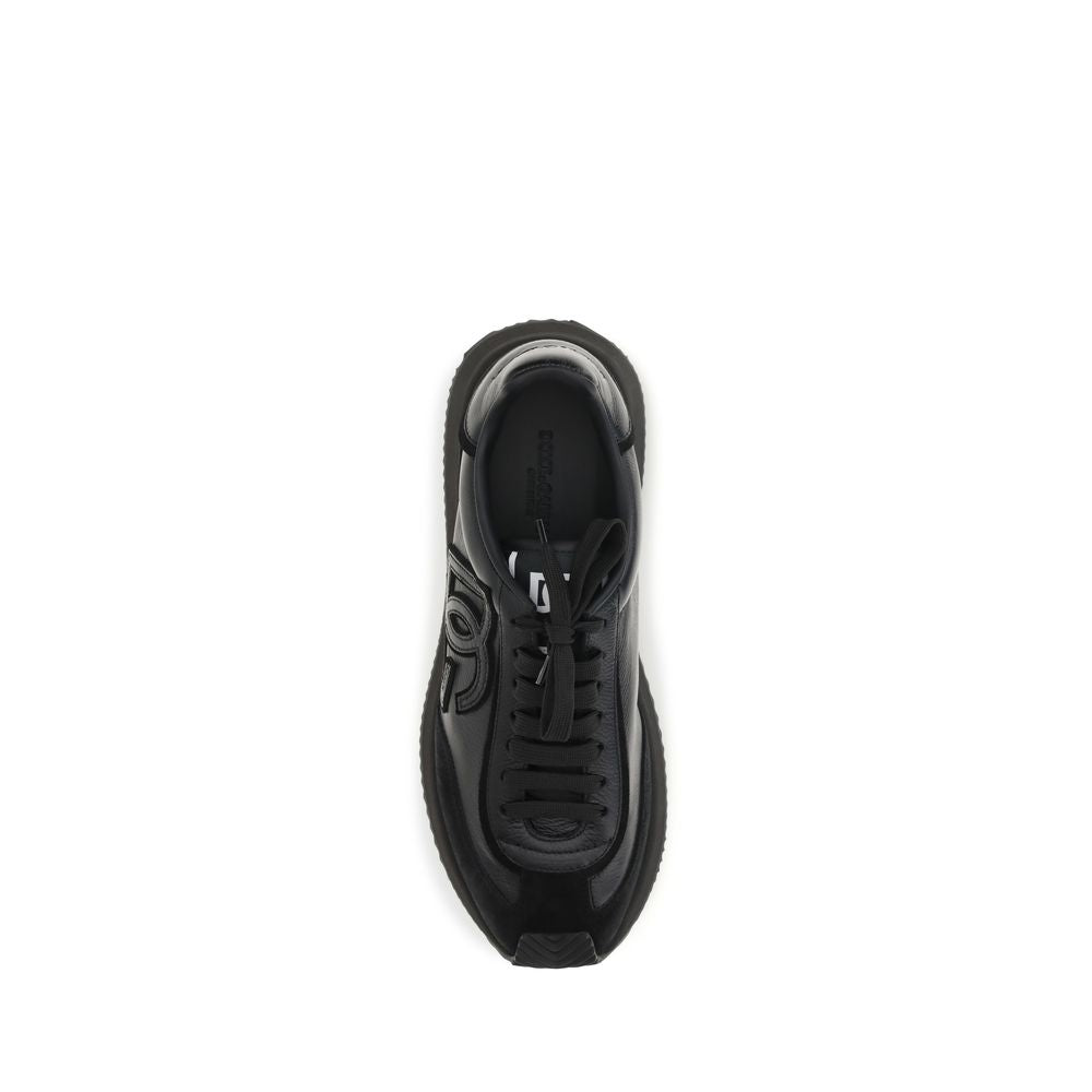 Black Calf Leather Bos Taurus Athletic Sneakers - ventzia