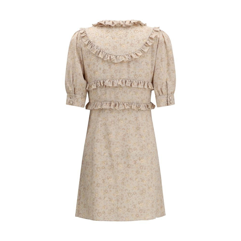 Beige Silk Casual Dress - ventzia