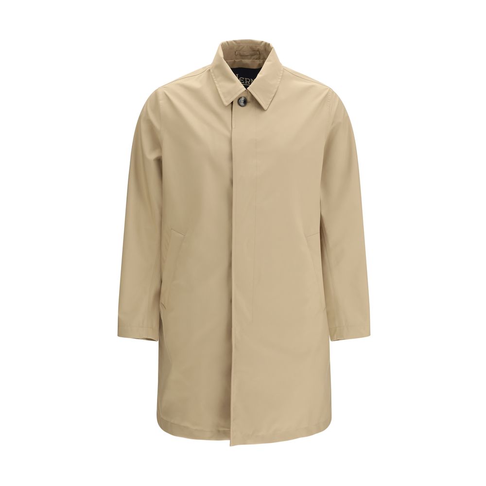 Beige Polyester Trench Coat - ventzia