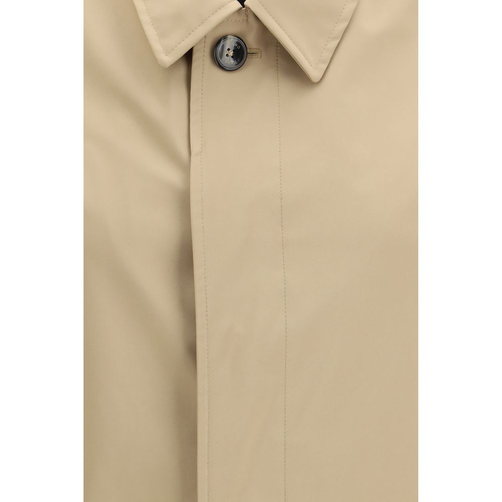 Beige Polyester Trench Coat - ventzia
