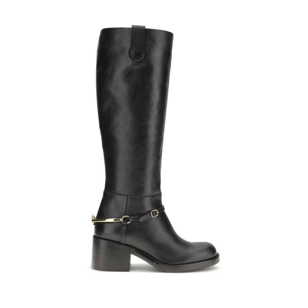 Black Calf Leather Bos Taurus Lace-Up Boots - ventzia
