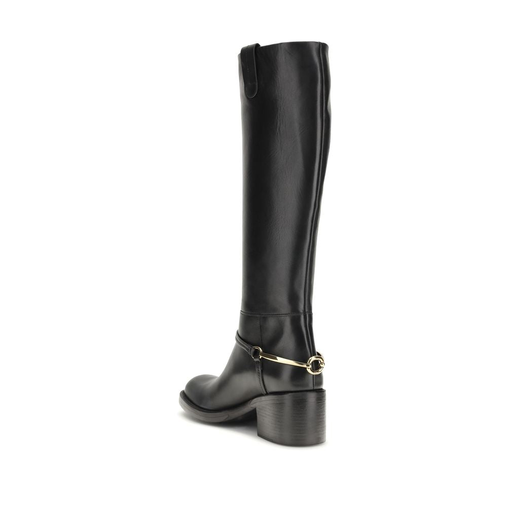 Black Calf Leather Bos Taurus Lace-Up Boots - ventzia