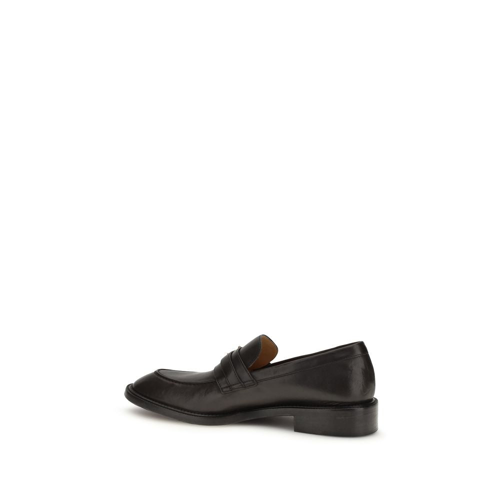 Black Calf Leather Bos Taurus Slip-On Loafers - ventzia