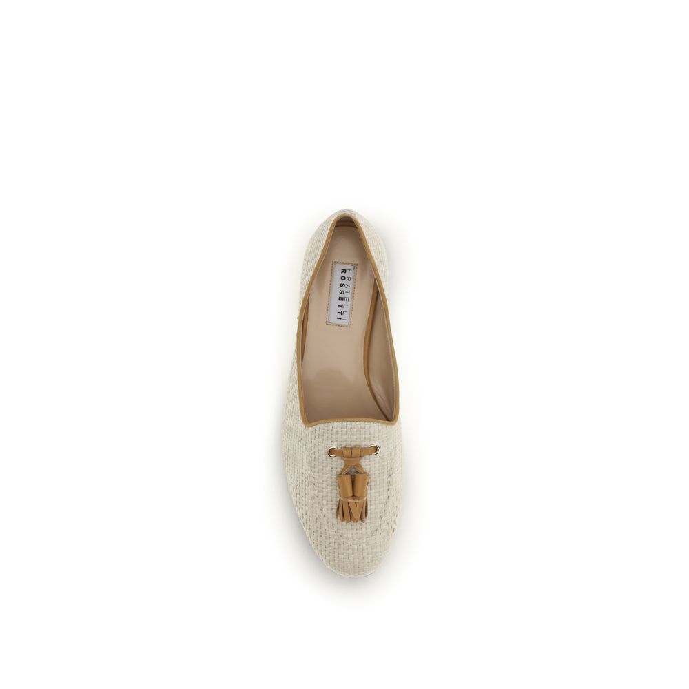 Beige Raffia Slip-On Loafers - ventzia