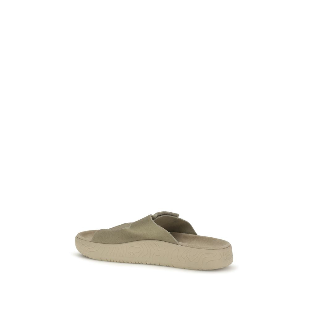 Beige Calf Leather Bos Taurus Flat Sandals - ventzia