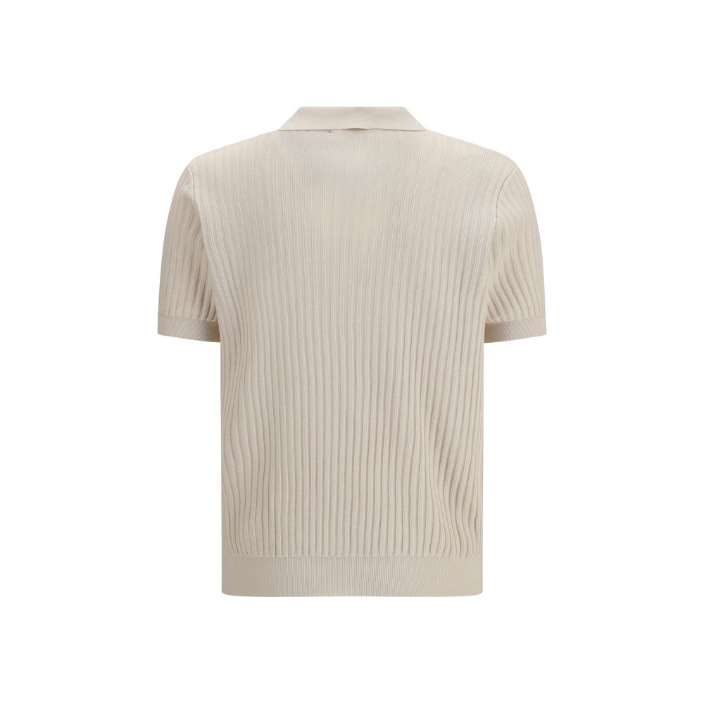 Beige Cotton Polo Shirt - ventzia