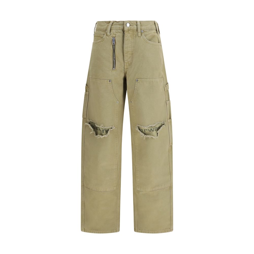 Bicolor Cotton Cargo Pants - ventzia