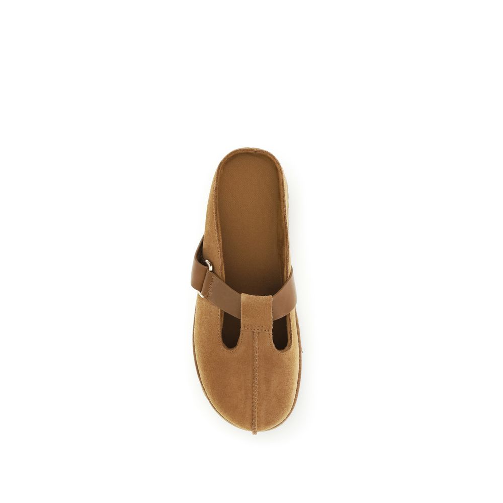 Brown Calf Leather Bos Taurus Mules - ventzia
