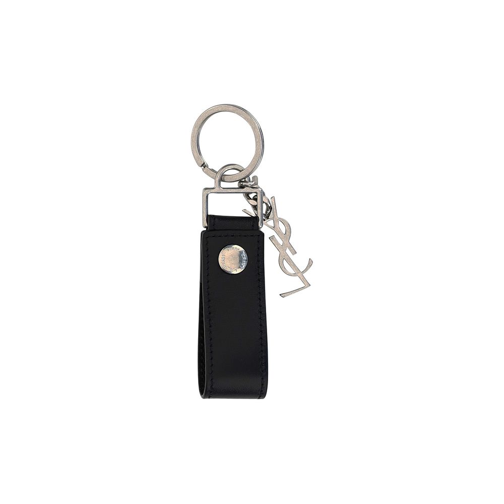 Black Calf Leather Bos Taurus Keychain - ventzia