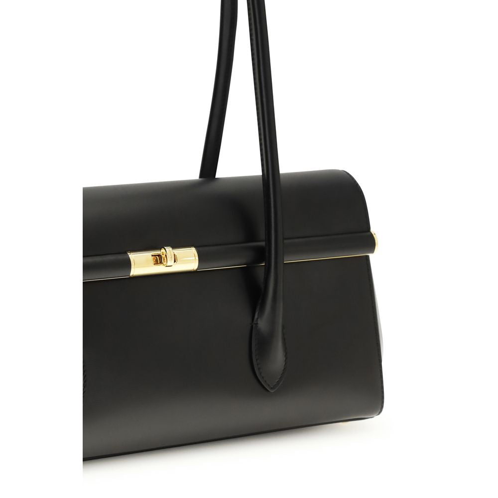 Black Calf Leather Bos Taurus Shoulder Bag - ventzia