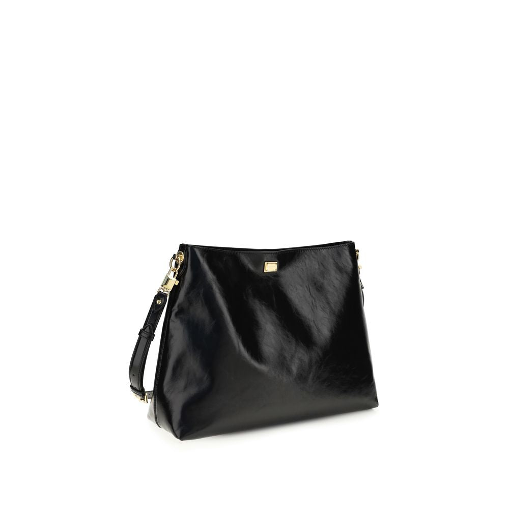 Black Calf Leather Bos Taurus Shoulder Bag - ventzia