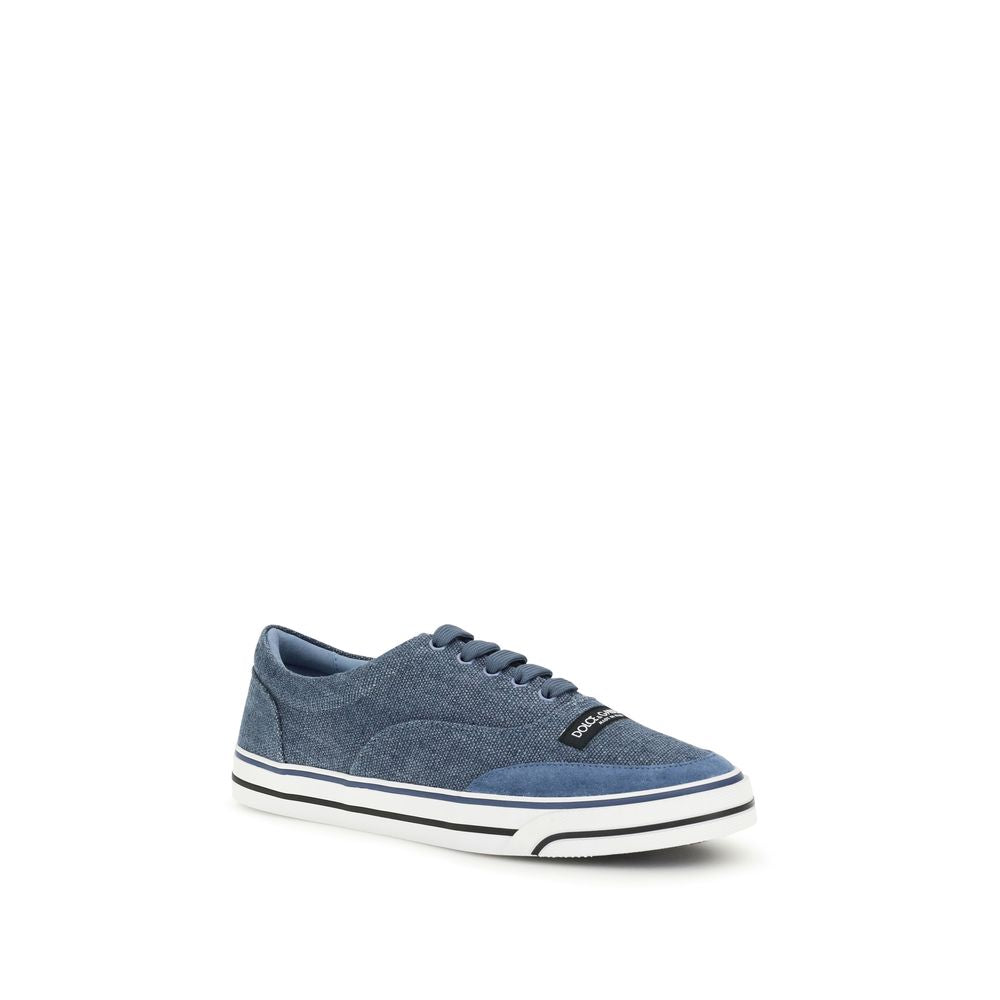 Blue Linen Low Top Sneakers - ventzia