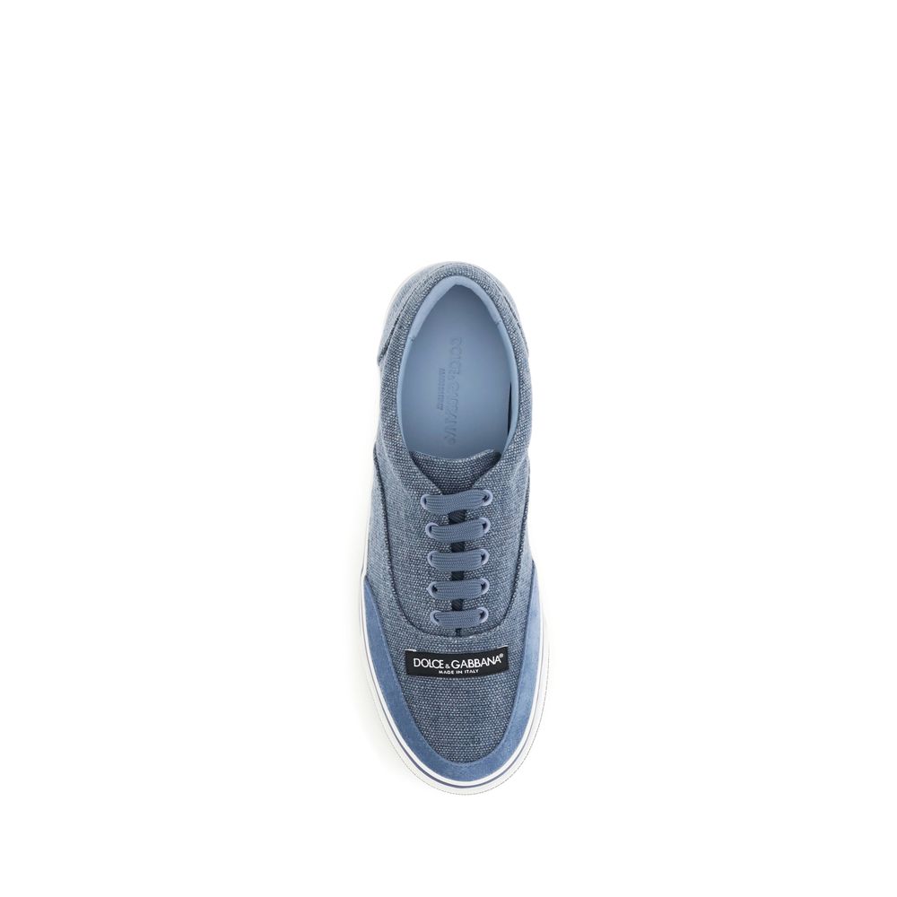 Blue Linen Low Top Sneakers - ventzia