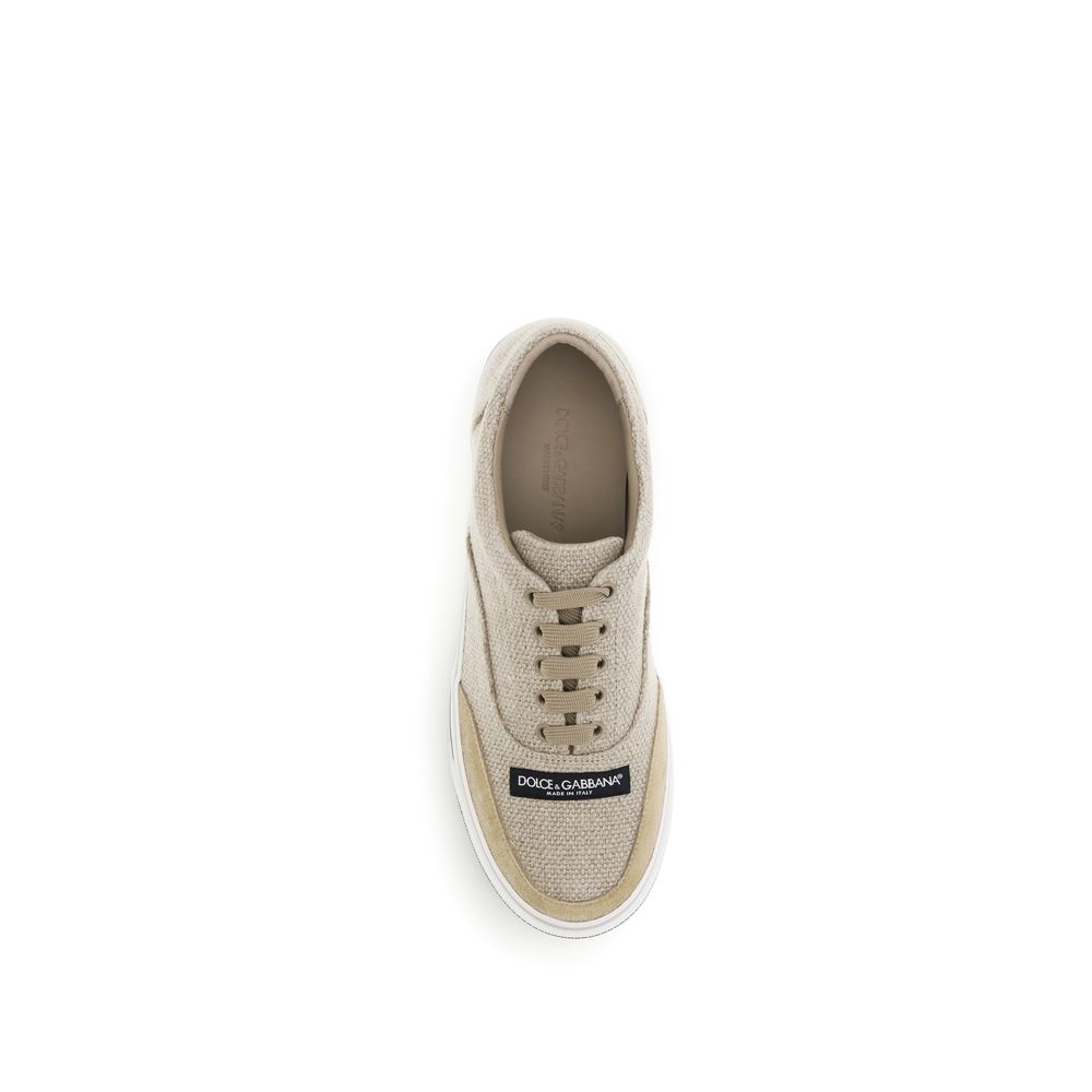 Beige Linen Low Top Sneakers - ventzia