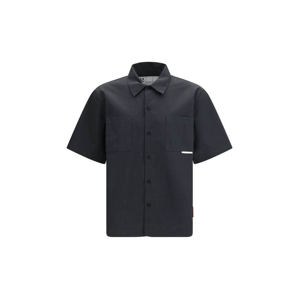 Black Cotton Shortsleeve Shirt - ventzia